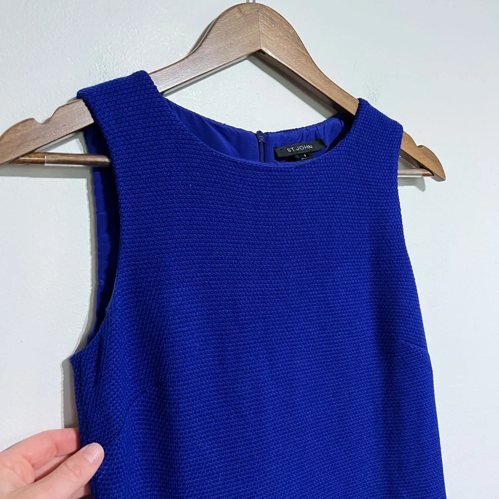 St. John Collection Royal Blue Wool Dress and Jacket - Picture 3 of 12